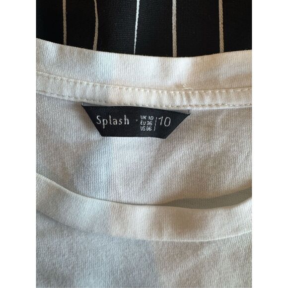 Splash Minimalist Black White Striped T-Shirt Midi Dress 6 - Picture 6 of 6